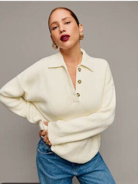 Reformation Brooklyn Cotton Polo Sweater – Size XS